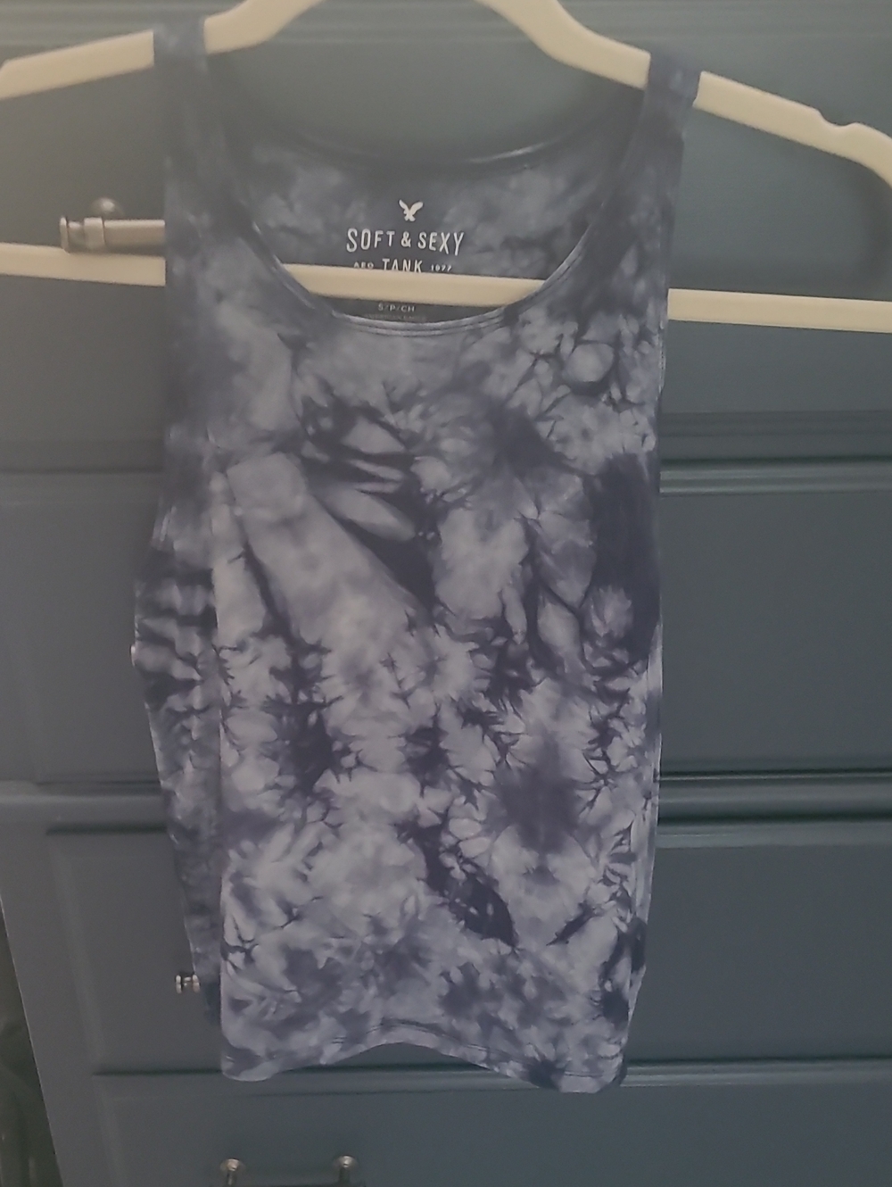 American Eagle Outfitters Women's Tie-Dye Bandeau Tank in Navy and Gray